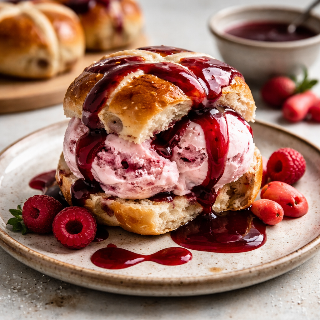 Hot Cross Bun Ice Cream Sandwich
